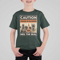 Retro Neil the Seal Caution Chaos in Blubber T Shirt For Kid Funny Viral Chaotic Elephant Seal Traffic Cone Meme