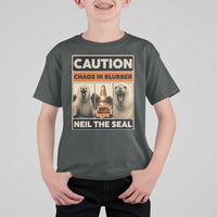 Retro Neil the Seal Caution Chaos in Blubber T Shirt For Kid Funny Viral Chaotic Elephant Seal Traffic Cone Meme