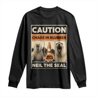 Retro Neil the Seal Caution Chaos in Blubber Long Sleeve Shirt Funny Viral Chaotic Elephant Seal Traffic Cone Meme