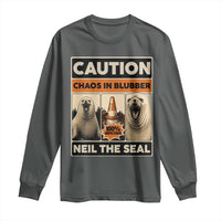 Retro Neil the Seal Caution Chaos in Blubber Long Sleeve Shirt Funny Viral Chaotic Elephant Seal Traffic Cone Meme