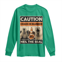 Retro Neil the Seal Caution Chaos in Blubber Long Sleeve Shirt Funny Viral Chaotic Elephant Seal Traffic Cone Meme