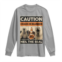 Retro Neil the Seal Caution Chaos in Blubber Long Sleeve Shirt Funny Viral Chaotic Elephant Seal Traffic Cone Meme