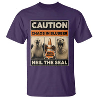 Retro Neil the Seal Caution Chaos in Blubber T Shirt Funny Viral Chaotic Elephant Seal Traffic Cone Meme