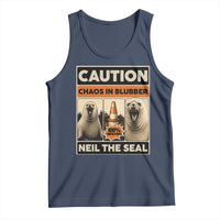 Retro Neil the Seal Caution Chaos in Blubber Tank Top Funny Viral Chaotic Elephant Seal Traffic Cone Meme