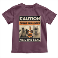 Retro Neil the Seal Caution Chaos in Blubber Toddler T Shirt Funny Viral Chaotic Elephant Seal Traffic Cone Meme