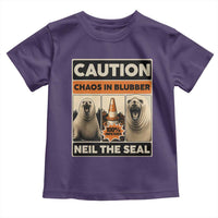 Retro Neil the Seal Caution Chaos in Blubber Toddler T Shirt Funny Viral Chaotic Elephant Seal Traffic Cone Meme