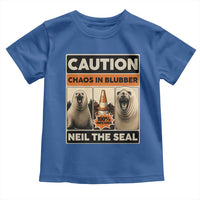Retro Neil the Seal Caution Chaos in Blubber Toddler T Shirt Funny Viral Chaotic Elephant Seal Traffic Cone Meme
