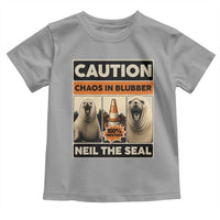 Retro Neil the Seal Caution Chaos in Blubber Toddler T Shirt Funny Viral Chaotic Elephant Seal Traffic Cone Meme