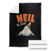 Vintage Neil the Seal Wearing Traffic Cone Hat Meme Throw Blanket Cute Retro Viral Chaotic Southern Elephant Seal