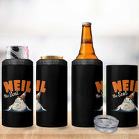 Vintage Neil the Seal Wearing Traffic Cone Hat Meme 4 in 1 Can Cooler Tumbler Cute Retro Viral Chaotic Southern Elephant Seal