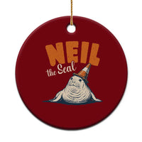 Vintage Neil the Seal Wearing Traffic Cone Hat Meme Ceramic Ornament Cute Retro Viral Chaotic Southern Elephant Seal