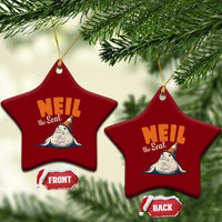 Vintage Neil the Seal Wearing Traffic Cone Hat Meme Ceramic Ornament Cute Retro Viral Chaotic Southern Elephant Seal
