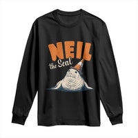 Vintage Neil the Seal Wearing Traffic Cone Hat Meme Long Sleeve Shirt Cute Retro Viral Chaotic Southern Elephant Seal