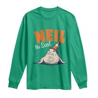 Vintage Neil the Seal Wearing Traffic Cone Hat Meme Long Sleeve Shirt Cute Retro Viral Chaotic Southern Elephant Seal