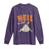 Vintage Neil the Seal Wearing Traffic Cone Hat Meme Long Sleeve Shirt Cute Retro Viral Chaotic Southern Elephant Seal