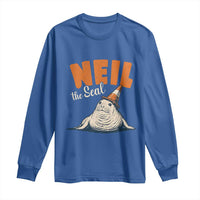 Vintage Neil the Seal Wearing Traffic Cone Hat Meme Long Sleeve Shirt Cute Retro Viral Chaotic Southern Elephant Seal