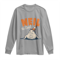 Vintage Neil the Seal Wearing Traffic Cone Hat Meme Long Sleeve Shirt Cute Retro Viral Chaotic Southern Elephant Seal