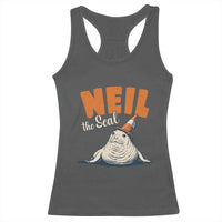 Vintage Neil the Seal Wearing Traffic Cone Hat Meme Racerback Tank Top Cute Retro Viral Chaotic Southern Elephant Seal