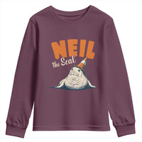 Vintage Neil the Seal Wearing Traffic Cone Hat Meme Youth Sweatshirt Cute Retro Viral Chaotic Southern Elephant Seal
