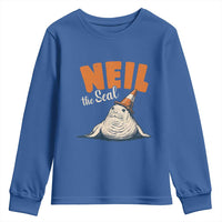 Vintage Neil the Seal Wearing Traffic Cone Hat Meme Youth Sweatshirt Cute Retro Viral Chaotic Southern Elephant Seal