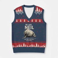 Be Like Neil the Seal One Ton Zero Chill All Chaos V-Neck Knit Sweater Vest Sarcastic Viral Chaotic Elephant Seal Meme Life Advice
