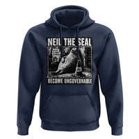 Punk Rock Neil the Seal Become Ungovernable Poster Style Hoodie Funny Viral Chaotic Elephant Seal Traffic Cone Meme