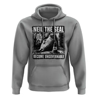 Punk Rock Neil the Seal Become Ungovernable Poster Style Hoodie Funny Viral Chaotic Elephant Seal Traffic Cone Meme