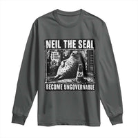 Punk Rock Neil the Seal Become Ungovernable Poster Style Long Sleeve Shirt Funny Viral Chaotic Elephant Seal Traffic Cone Meme