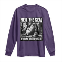 Punk Rock Neil the Seal Become Ungovernable Poster Style Long Sleeve Shirt Funny Viral Chaotic Elephant Seal Traffic Cone Meme