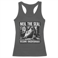Punk Rock Neil the Seal Become Ungovernable Poster Style Racerback Tank Top Funny Viral Chaotic Elephant Seal Traffic Cone Meme