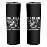 Punk Rock Neil the Seal Become Ungovernable Poster Style Skinny Tumbler Funny Viral Chaotic Elephant Seal Traffic Cone Meme