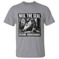 Punk Rock Neil the Seal Become Ungovernable Poster Style T Shirt Funny Viral Chaotic Elephant Seal Traffic Cone Meme