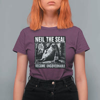 Punk Rock Neil the Seal Become Ungovernable Poster Style T Shirt For Women Funny Viral Chaotic Elephant Seal Traffic Cone Meme
