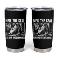 Punk Rock Neil the Seal Become Ungovernable Poster Style Tumbler Cup Funny Viral Chaotic Elephant Seal Traffic Cone Meme