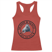 The Legend The Myth Neil The Seal Emblem Graphic Racerback Tank Top Funny Viral Southern Elephant Seal Meme