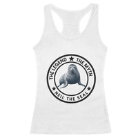 The Legend The Myth Neil The Seal Emblem Graphic Racerback Tank Top Funny Viral Southern Elephant Seal Meme