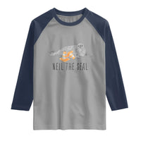 Cute Neil the Seal Traffic Cone Meme Raglan Shirt Funny Viral Chaotic Southern Elephant Seal