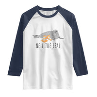 Cute Neil the Seal Traffic Cone Meme Raglan Shirt Funny Viral Chaotic Southern Elephant Seal