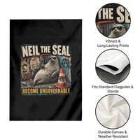 Edgy Neil the Seal Become Ungovernable Graffiti Graphic Garden Flag Sarcastic Rebel Viral Chaotic Elephant Seal Sunglasses Meme