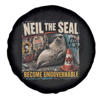 Edgy Neil the Seal Become Ungovernable Graffiti Graphic Spare Tire Cover Sarcastic Rebel Viral Chaotic Elephant Seal Sunglasses Meme