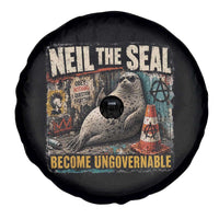 Edgy Neil the Seal Become Ungovernable Graffiti Graphic Spare Tire Cover Sarcastic Rebel Viral Chaotic Elephant Seal Sunglasses Meme