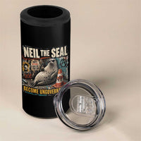 Edgy Neil the Seal Become Ungovernable Graffiti Graphic 4 in 1 Can Cooler Tumbler Sarcastic Rebel Viral Chaotic Elephant Seal Sunglasses Meme