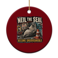 Edgy Neil the Seal Become Ungovernable Graffiti Graphic Ceramic Ornament Sarcastic Rebel Viral Chaotic Elephant Seal Sunglasses Meme