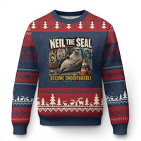 Edgy Neil the Seal Become Ungovernable Graffiti Graphic Ugly Christmas Sweater Sarcastic Rebel Viral Chaotic Elephant Seal Sunglasses Meme