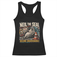 Edgy Neil the Seal Become Ungovernable Graffiti Graphic Racerback Tank Top Sarcastic Rebel Viral Chaotic Elephant Seal Sunglasses Meme