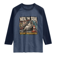 Edgy Neil the Seal Become Ungovernable Graffiti Graphic Raglan Shirt Sarcastic Rebel Viral Chaotic Elephant Seal Sunglasses Meme