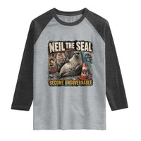 Edgy Neil the Seal Become Ungovernable Graffiti Graphic Raglan Shirt Sarcastic Rebel Viral Chaotic Elephant Seal Sunglasses Meme