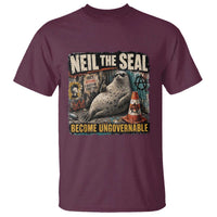 Edgy Neil the Seal Become Ungovernable Graffiti Graphic T Shirt Sarcastic Rebel Viral Chaotic Elephant Seal Sunglasses Meme
