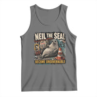 Edgy Neil the Seal Become Ungovernable Graffiti Graphic Tank Top Sarcastic Rebel Viral Chaotic Elephant Seal Sunglasses Meme