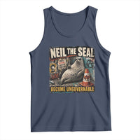 Edgy Neil the Seal Become Ungovernable Graffiti Graphic Tank Top Sarcastic Rebel Viral Chaotic Elephant Seal Sunglasses Meme
